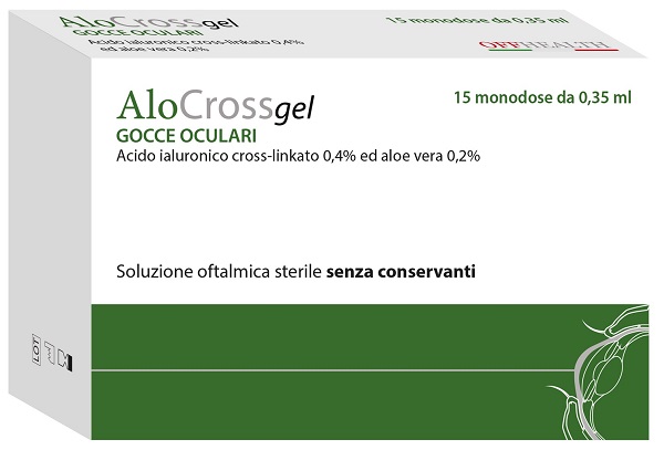 SOLUZIONE OFTALMICA LUBRIFICANTE A BASE DI ACIDO IALURONICO SALE SODICO CROSS LINKATO 0,20% ALOCROSS 15 OFTIOLI 0,35 ML - Farmacia-flash.it