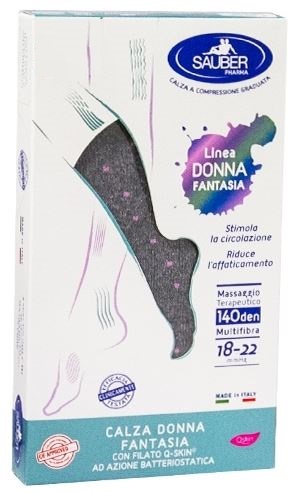 SAUBER CALZA DONNA FANTASIA FILATO Q-SKIN 140 DEN GRIGIO POIS ROSA TAGLIA M - Farmacia-flash.it
