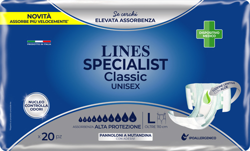 PANNOLONE A MUTANDA LINES SPECIALIST CLASSIC ALTAPROTEZIONE MG 20 PEZZI - Farmacia-flash.it