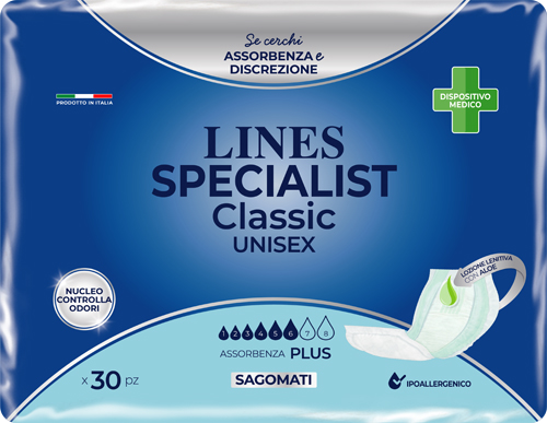 PANNOLONE SAGOMATO LINES SPECIALIST CLASSIC PLUS 30 PEZZI - Farmacia-flash.it