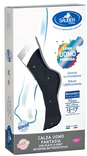 SAUBER CALZA UOMO FANTASIA Q-SKIN 70 DEN BLU POIS GIALLI TAGLIA M - Farmacia-flash.it
