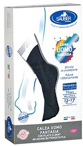SAUBER CALZA UOMO FANTASIA Q-SKIN 70 DEN BLU POIS ROSSI TAGLIA G - Farmacia-flash.it
