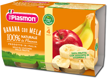 PLASMON OMOGENEIZZATO BANANA/MELA 2 X 104 G - Farmacia-flash.it