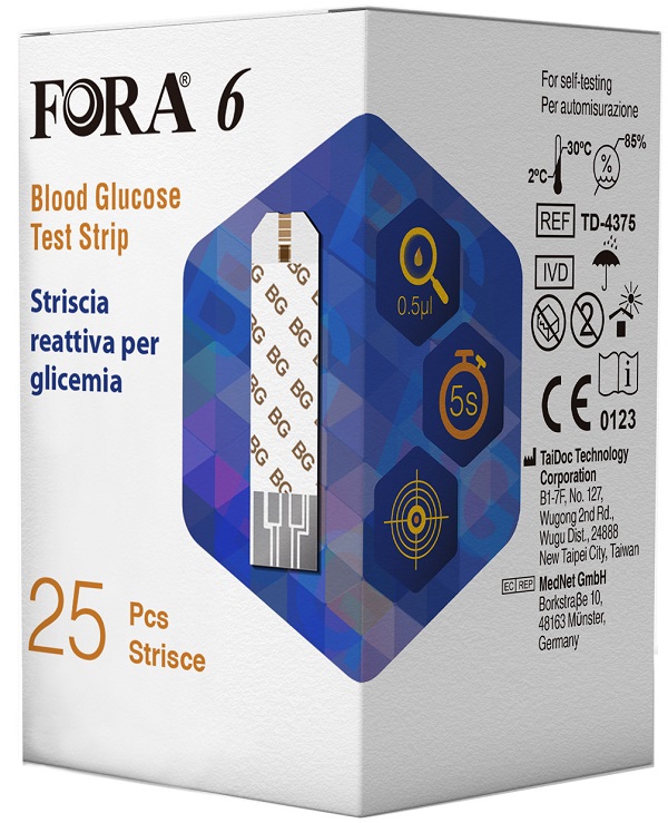 STRISCE MISURAZIONE GLICEMIA FORA 6 CONNECT BOX DA 25 PEZZI - Farmacia-flash.it