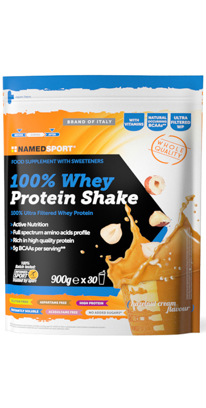 100% WHEY PROTEIN SHAKE HAZELNUT CREAM 900 G - Farmacia-flash.it
