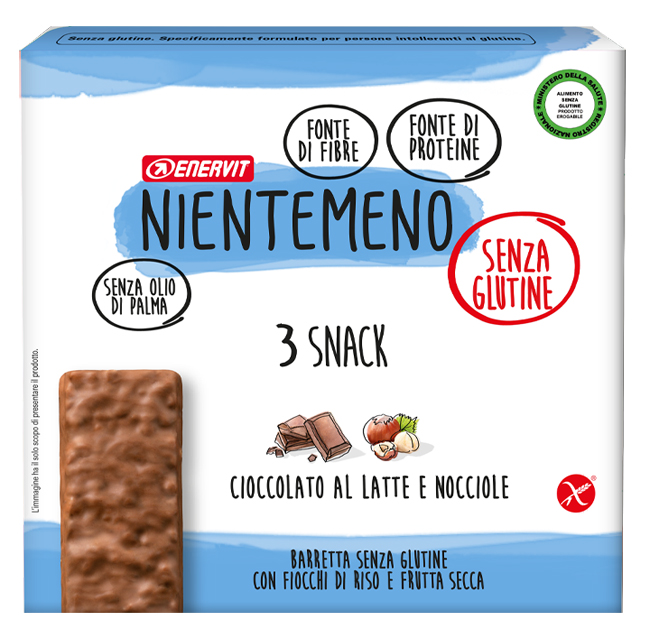 NIENTEMENO BAR CIOCCOLATO AL LATTE NOCCIOLE 3 X 33 G - Farmacia-flash.it
