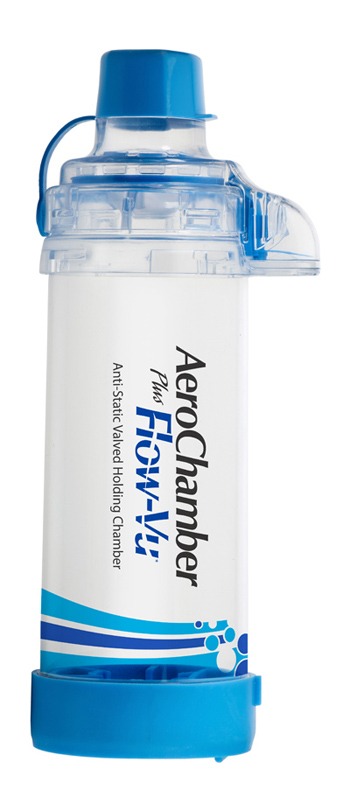 CAMERA DISTANZIATRICE ANTISTATICA AEROCHAMBER PLUS FLOWVU CON BOCCAGLIO PER ADULTI BLU - Farmacia-flash.it