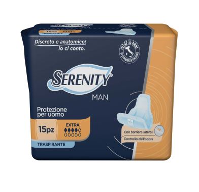PANNOLINO SERENITY LIGHT MAN EXTRA CON ADESIVO O ALTRO FISSAGGIO 15 PEZZI - Farmacia-flash.it