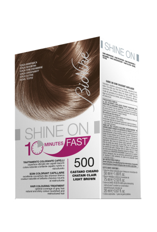 BIONIKE SHINE ON FAST TRATTAMENTO COLORANTE CAPELLI CASTANO CHIARO 500 FLACONE 60 ML + TUBO 60 ML - Farmacia-flash.it