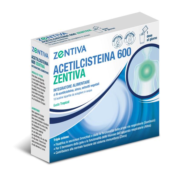 ACETILCISTEINA 600 ZENTIVA 10 BUSTINE BIPARTITE GUSTO TROPICAL - Farmacia-flash.it