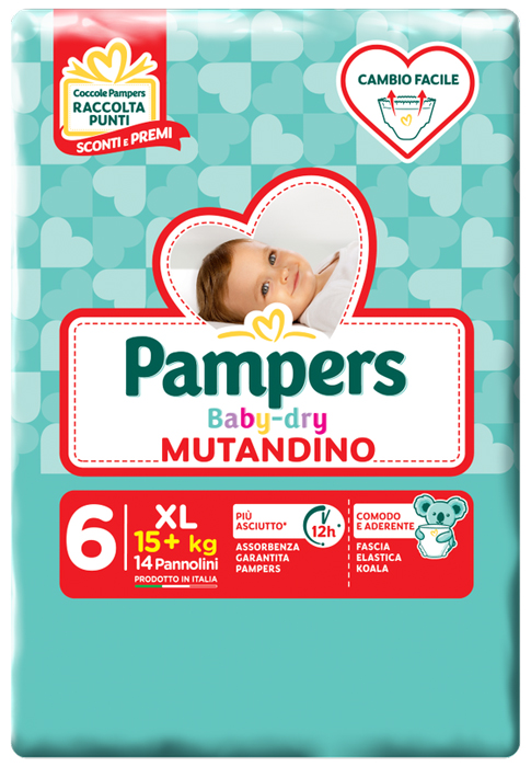 PAMPERS BABY DRY MUTANDINO SM TAGLIA 6 EXTRALARGE SMALL PACK 14 PEZZI - Farmacia-flash.it