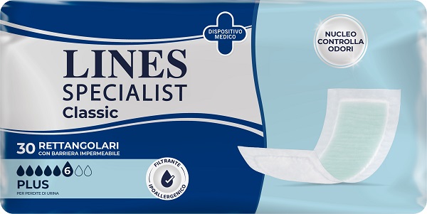PANNOLONE LINES SPECIALIST CLASSIC RETTANGOLARE CON BARRIERA CONTROL 30 PEZZI - Farmacia-flash.it