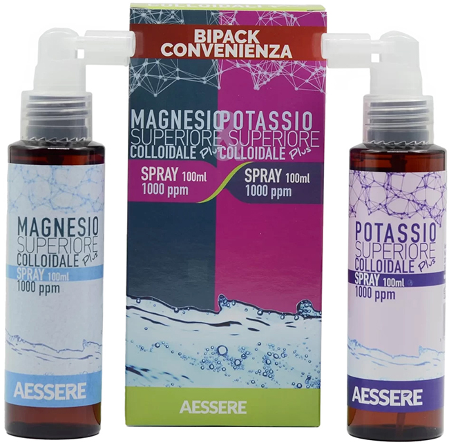 MAGNESIO SUPERIORE COLLOIDALE PLUS SPRAY 1000 PPM 100 ML + POTASSIO COLLOIDALE PLUS 1000PPM SPRAY 100 ML - Farmacia-flash.it