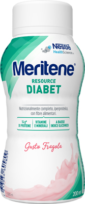 MERITENE RESOURCE DIABET FRAGOLA ALIMENTO IPERPROTEICO 28 VITAMINE E MINERALI 200 ML - Farmacia-flash.it