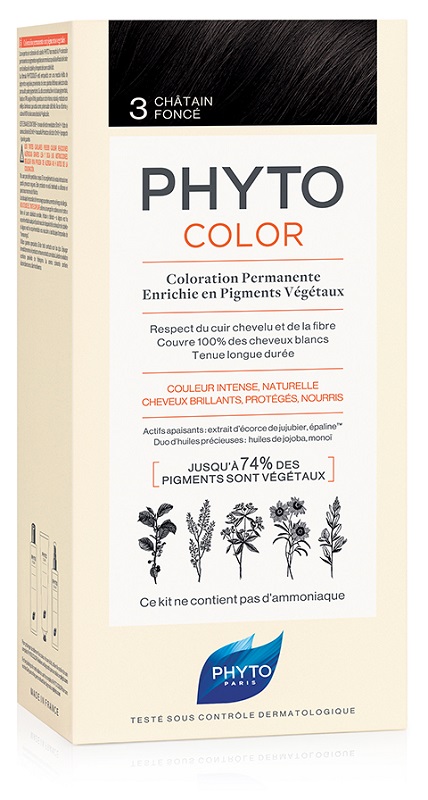 PHYTOCOLOR 3 CASTANO SCURO 1 LATTE + 1 CREMA + 1 MASCHERA + 1 PAIO DI GUANTI - Farmacia-flash.it