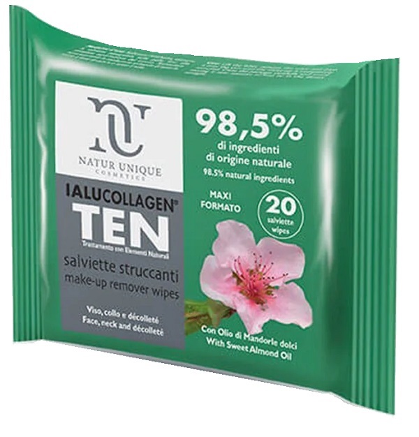 NATUR UNIQUE IALUCOLLAGEN TEN SALVIETTE STRUCCANTI VISO 20 SALVIETTE MAXI - Farmacia-flash.it