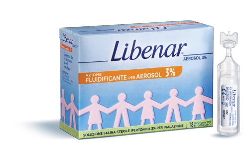 SOLUZIONE SALINA IPERTONICA 3% LIBENAR PER INALAZIONE CON AEROSOL 18 FLACONCINI MONOUSO X 4ML - Farmacia-flash.it