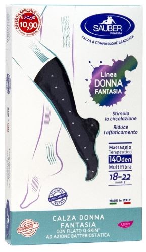 SAUBER CALZA DONNA FANTASIA FILATO Q-SKIN 140 DEN JEANS POIS BIANCHI TAGLIA M PROMO - Farmacia-flash.it