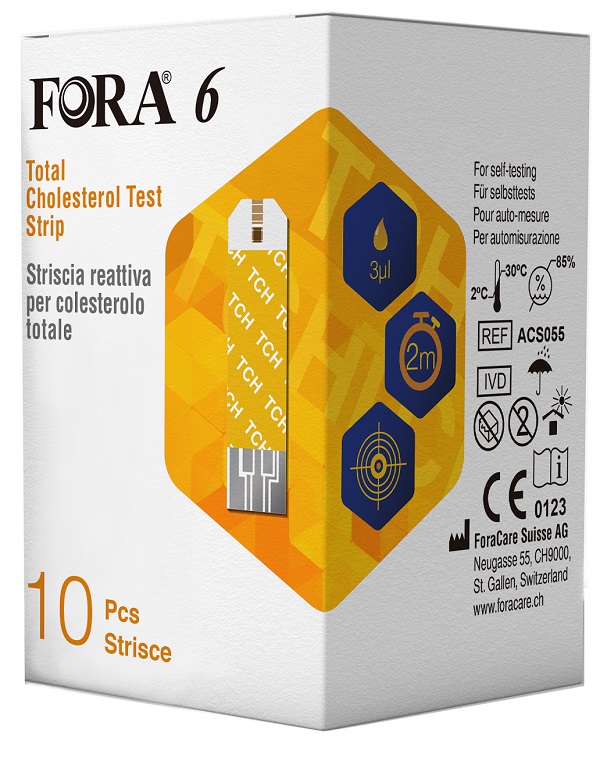 STRISCE REATTIVE FORA 6 PER LA RILEVAZIONE DEL COLESTEROLO 10 10 PEZZI - Farmacia-flash.it
