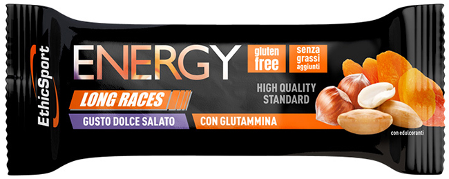ETHICSPORT ENERGY LONG RACES BARRETTA ENERGETICA DOLCE SALATO CON GLUTAMMINA 42 G - Farmacia-flash.it