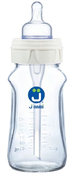 J BIMBI B FREE SUPER GLASS 260 ML BIBERON IN VETRO CON CANULA ANTICOLICHE E TETTARELLA IN SILICONE - Farmacia-flash.it