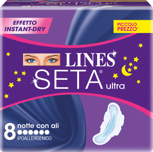 LINES SETA ULTRA ASSORBENTI DA NOTTE 8 PEZZI - Farmacia-flash.it