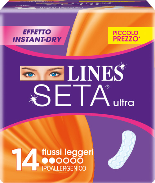 LINES SETA ULTRA ASSORBENTI PER FLUSSI LEGGERI 14 PEZZI - Farmacia-flash.it