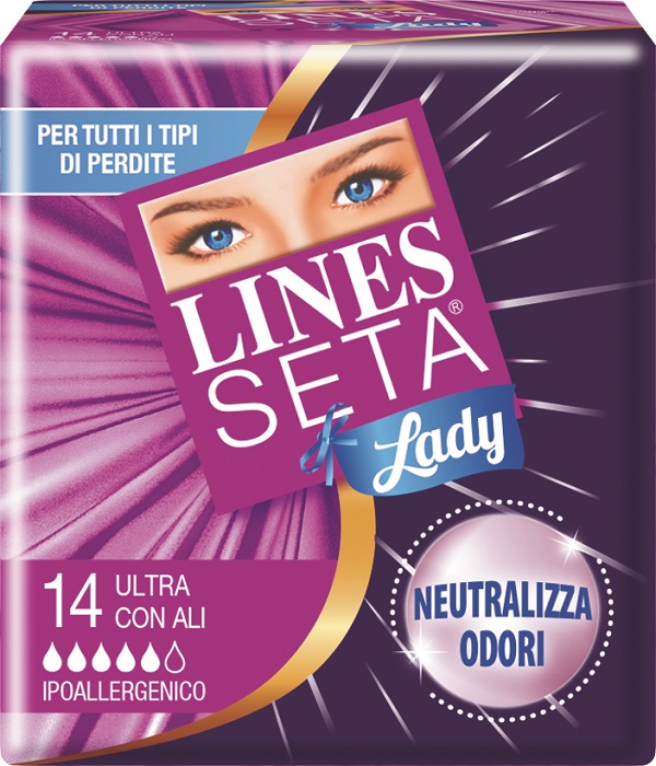 ASSORBENTE LINES SETA ULTRA LADY CON ALI 14 PEZZI - Farmacia-flash.it