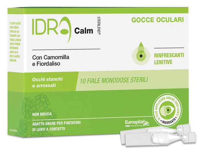 GOCCE OCULARI RINFRESCANTI STERILENS IDRA CALM CAMOMILLA E FIORDALISO 10 FIALE MONODOSE DA 0,33 ML - Farmacia-flash.it