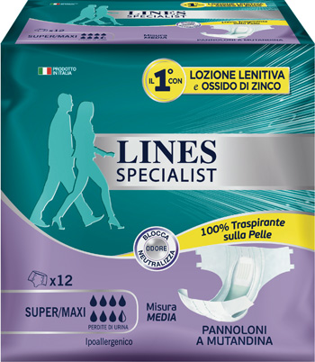 LINES SPECIALIST PANNOLONE A MUTANDA MEDIA 12 PEZZI - Farmacia-flash.it