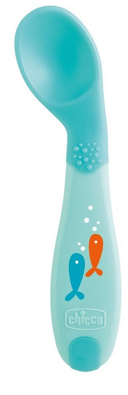 CHICCO CUCCHIAIO ANGOLATO 8M+ AZZURRO - Farmacia-flash.it