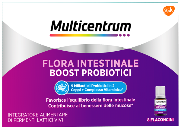 MULTICENTRUM FLORA INTESTINALE BOOST PROBIOTICI 8 FLACONCINI - Farmacia-flash.it