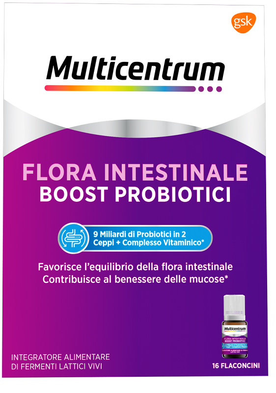 MULTICENTRUM FLORA INTESTINALE BOOST PROBIOTICI 16 FLACONCINI - Farmacia-flash.it