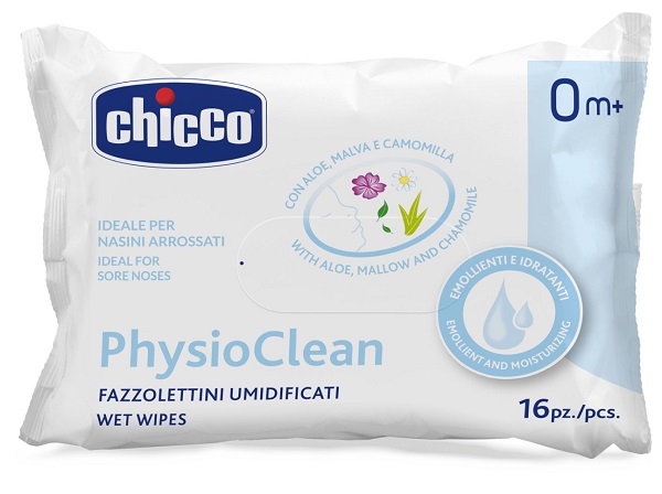 CHICCO FAZZOLETTINI UMIDIFICATI PHYSIOCLEAN 16 PEZZI - Farmacia-flash.it