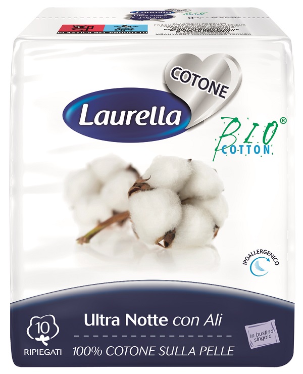 ASSORBENTE LAURELLA PER DONNA IN COTONE ULTRA ALI NOTTE 10 PEZZI - Farmacia-flash.it