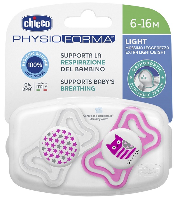 CHICCO SUCCHIETTO LIGHT GIRL SILICONE 6-16 MESI 2 PEZZI - Farmacia-flash.it