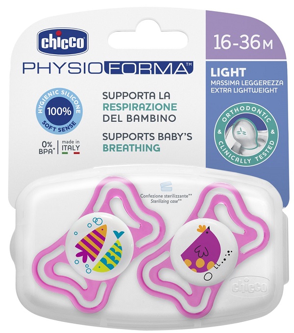 CHICCO SUCCHIETTO LIGHT GIRL SILICONE 16-36 MESI 2 PEZZI - Farmacia-flash.it