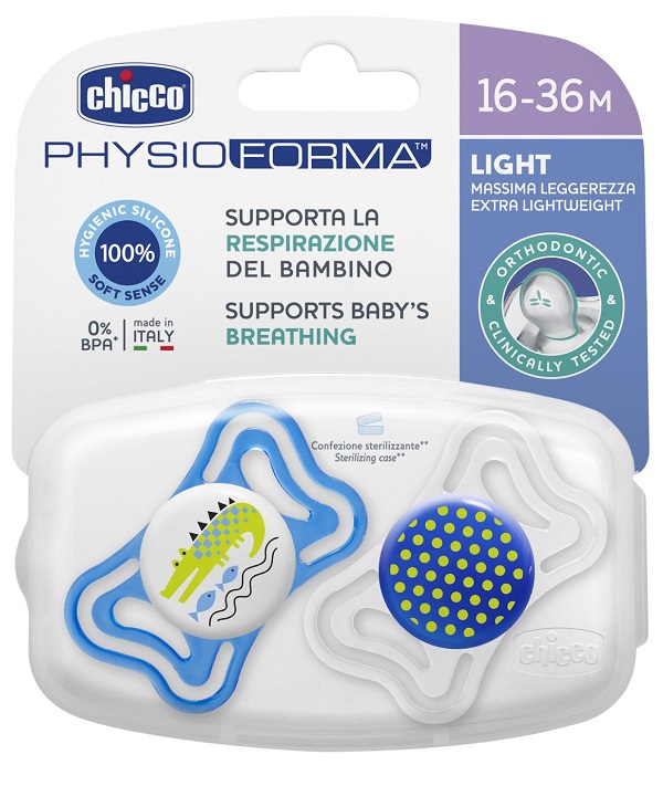CHICCO SUCCHIETTO LIGHT BOY SILICONE 16-36 MESI 2 PEZZI - Farmacia-flash.it