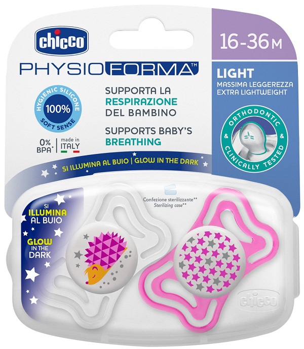 CHICCO SUCCHIETTO LIGHT LUM SILICONE 16-36 MESI 2 PEZZI - Farmacia-flash.it