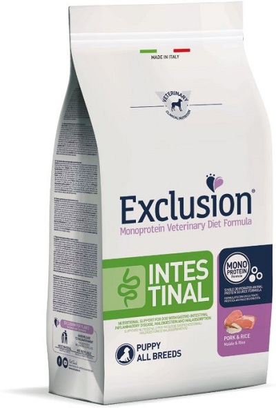 EXCLUSION MONOPROTEIN VETERINARY DIET FORMULA DOG INTESTINAL PUPPY PORK AND RICE ALL BREEDS 2 KG DRY - Farmacia-flash.it