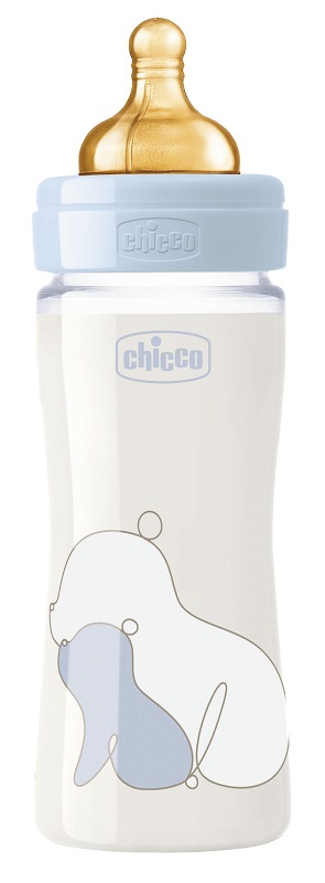 CHICCO BIBERON ORIGINAL 240ML VETRO 1 FORO 1 FORO BOY CON TETTARELLA IN CAUCCIU' - Farmacia-flash.it