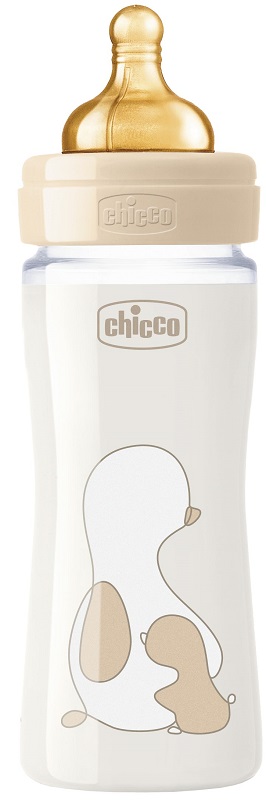 CHICCO BIBERON ORIGINAL 240ML VETRO 1 FORO 1 FORO UNISEX CON TETTARELLA IN CAUCCIU' - Farmacia-flash.it