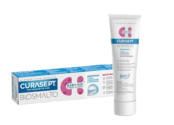 CURASEPT BIOSMALTO DENTIFRICIO BABY KID FRAGOLA 50 ML - Farmacia-flash.it