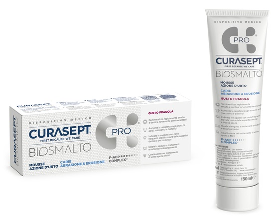 CURASEPT BIOSMALTO MOUSSE CARIE FRAGOLA 50 ML - Farmacia-flash.it