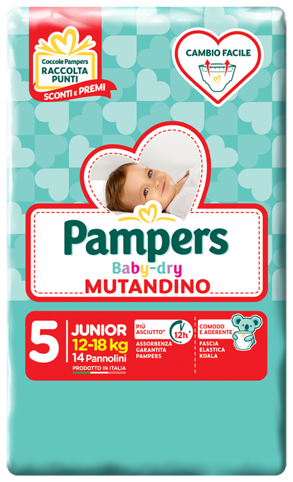 PANNOLINO A MUTANDINA PAMPERS BABY DRY JUNIOR SMALL PACK 14 PEZZI - Farmacia-flash.it