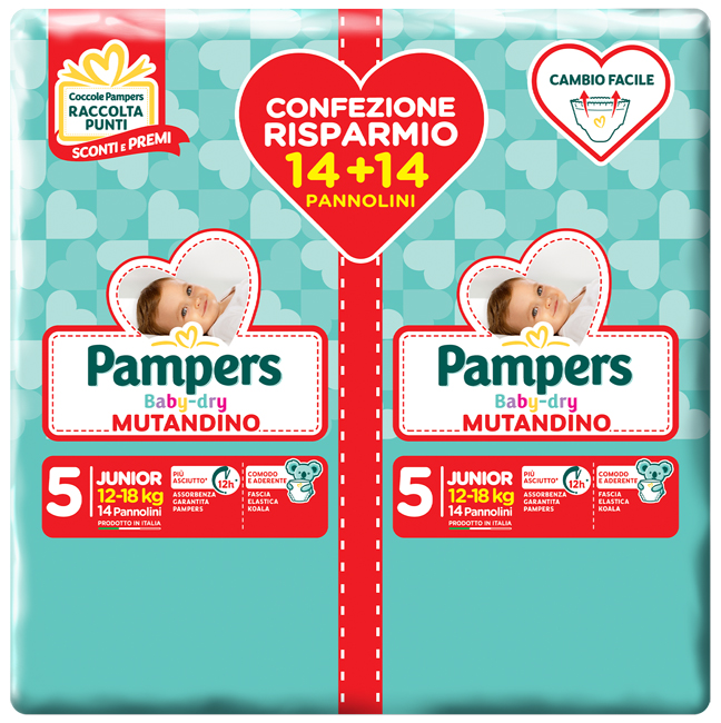 PAMPERS BABY DRY PANNOLINO A MUTANDINA DUO DWCT JUNIOR 28 PEZZI - Farmacia-flash.it