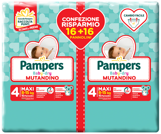 PAMPERS BABY DRY PANNOLINO A MUTANDINA DUO DWCT MAXI 32 PEZZI - Farmacia-flash.it