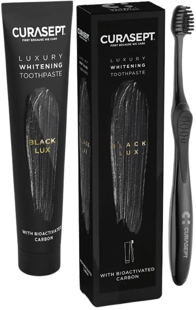 CURASEPT BLACK LUXURY WHITENING DENTIFRICIO 75 ML + SPAZZOLINO - Farmacia-flash.it