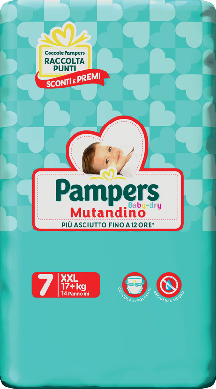 PAMPERS BABY DRY PANNOLINI A MUTANDINA TAGLIA XXL 14 PEZZI - Farmacia-flash.it
