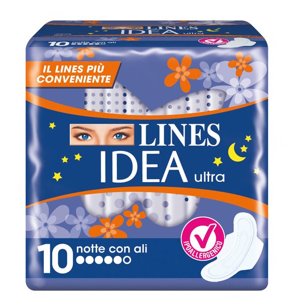IDEA ULTRA ASSORBENTE NOTTE CON ALI 10 PEZZI - Farmacia-flash.it